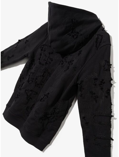 Givenchy Kids logo-print distressed-effect hoodie