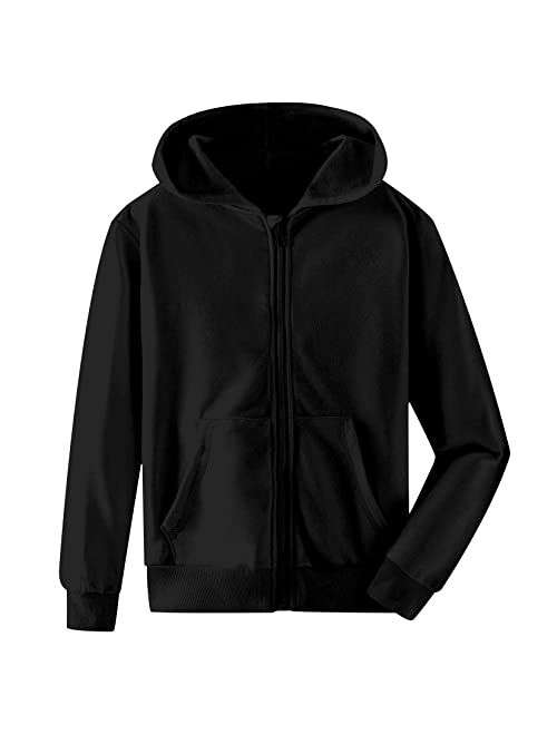 UNIFACO Hoodies for Boys Girls Zip Up Hooded Kids Fashion Sweatshirts Lightweight Jacket for 6-14 Years