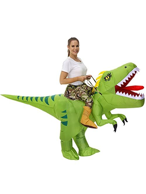 Doscos Adult Inflatable Dinosaur Costume Halloween Blow up costume Riding T-rex Funny Costume for Party