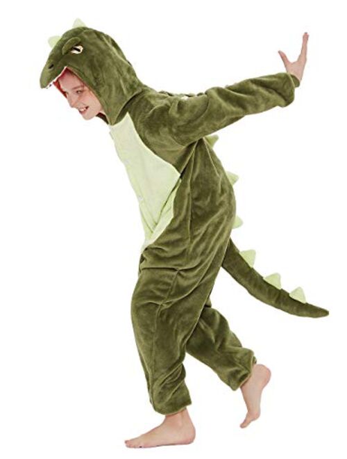 CALANTA Kids Dinosaur Onesie T-Rex Dragon Animal Costume Girls Pajamas Boys One Piece Cosplay Halloween Christmas