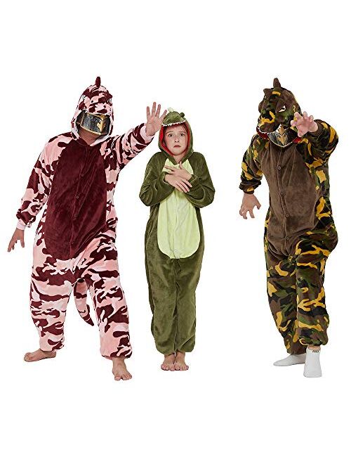 CALANTA Kids Dinosaur Onesie T-Rex Dragon Animal Costume Girls Pajamas Boys One Piece Cosplay Halloween Christmas