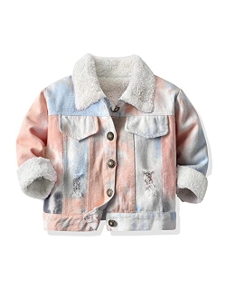 JMOORY Toddler Baby Boys Girls Thick Denim Jacket Kids Fleece Lining Jacket Coat Outwear