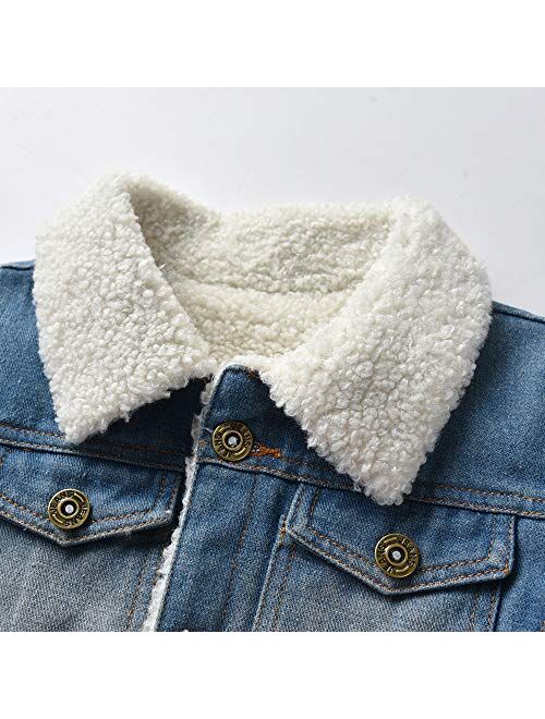 JMOORY Toddler Baby Boys Girls Thick Denim Jacket Kids Fleece Lining Jacket Coat Outwear