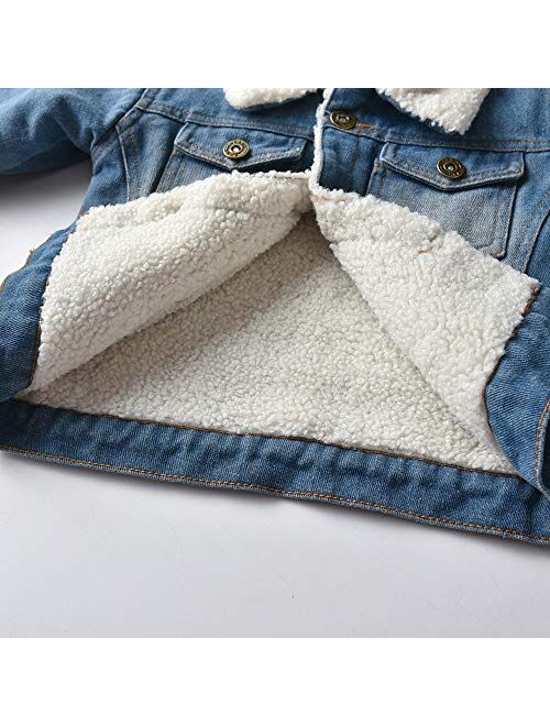 JMOORY Toddler Baby Boys Girls Thick Denim Jacket Kids Fleece Lining Jacket Coat Outwear