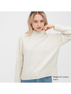 Souffle Yarn Mock Neck Long-Sleeve Sweater