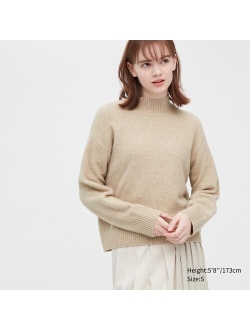 Souffle Yarn Mock Neck Long-Sleeve Sweater