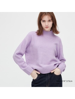 Souffle Yarn Mock Neck Long-Sleeve Sweater