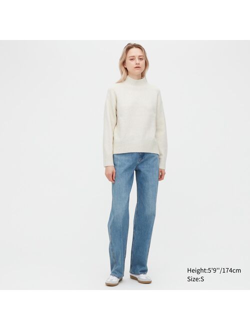 UNIQLO Souffle Yarn Mock Neck Long-Sleeve Sweater