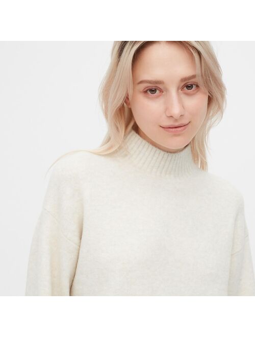 UNIQLO Souffle Yarn Mock Neck Long-Sleeve Sweater