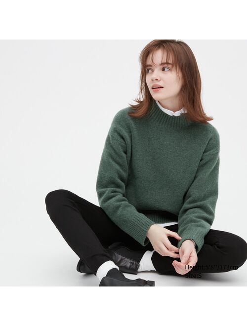 UNIQLO Souffle Yarn Mock Neck Long-Sleeve Sweater