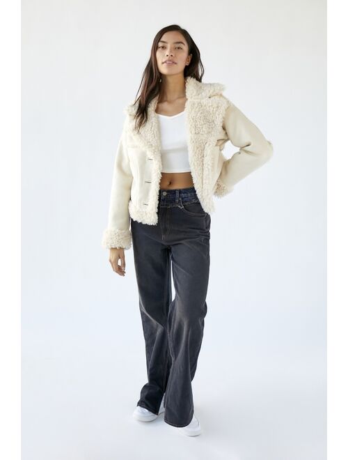 Buy Urban Outfitters Uo Maria Sherpa Trim Coat Online Topofstyle 2263