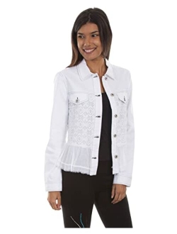 Women's Georgette Ruffle Denim Jacket - Hc465