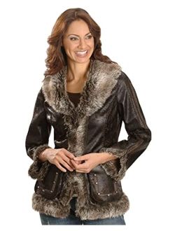 Women's Faux Leather and Fur Jacket - 8013