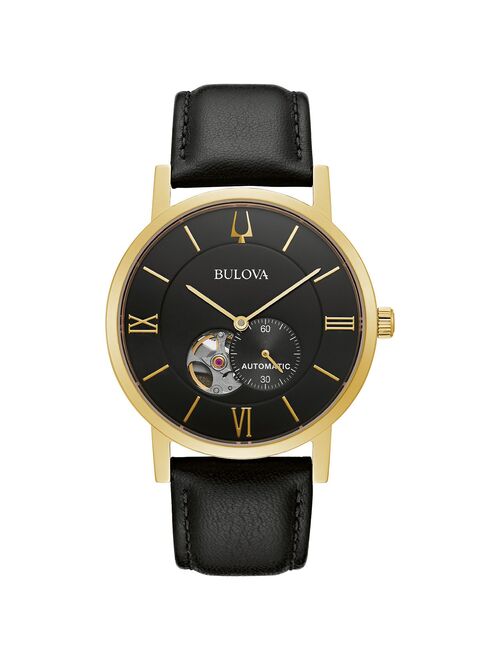 Bulova Men's Automatic Black Leather Watch - 97A154K