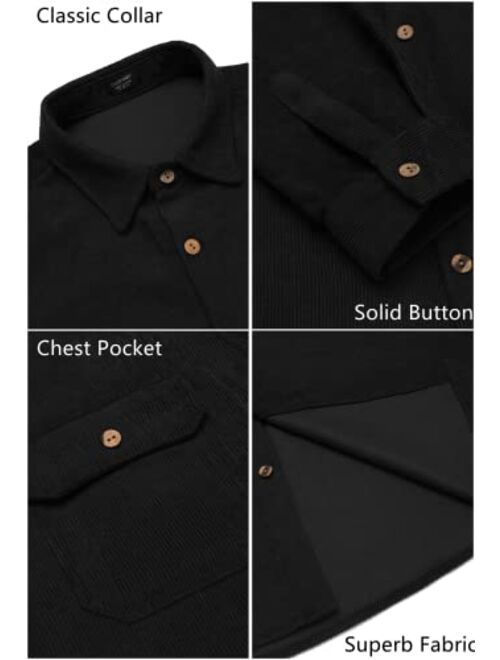 COOFANDY Men's Casual Shirt Corduroy Long Sleeve Button Down Work Shirt Jacket