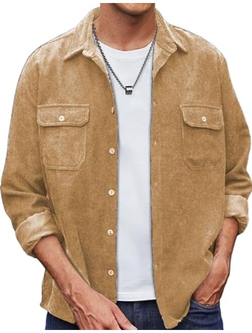 COOFANDY Men's Casual Shirt Corduroy Long Sleeve Button Down Work Shirt Jacket