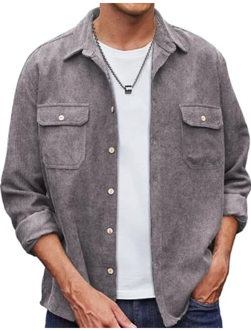 COOFANDY Men's Casual Shirt Corduroy Long Sleeve Button Down Work Shirt Jacket