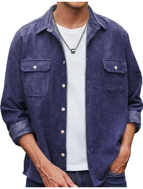 COOFANDY Men's Casual Shirt Corduroy Long Sleeve Button Down Work Shirt Jacket