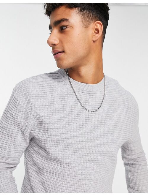 Pull&Bear sweater with waffle knit in gray