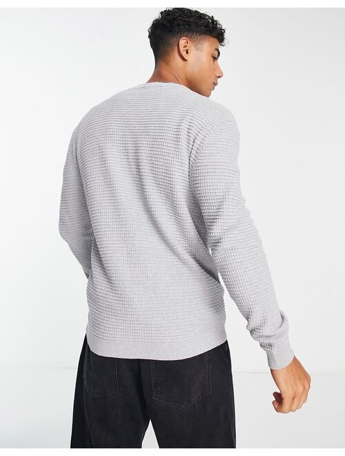 Pull&Bear sweater with waffle knit in gray