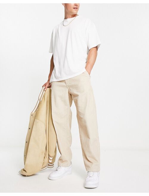 Pull&Bear corduroy straight leg pants in stone