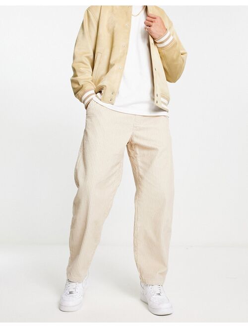 Pull&Bear corduroy straight leg pants in stone