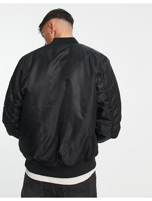 Pull&Bear padded bomber jacket in black