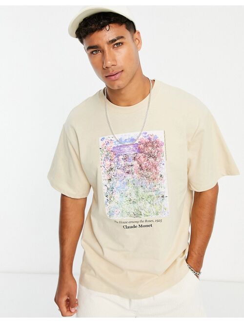 Pull&Bear Monet 'The House among the Roses' T-shirt in ecru