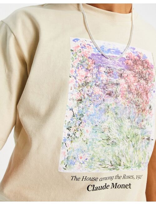 Pull&Bear Monet 'The House among the Roses' T-shirt in ecru