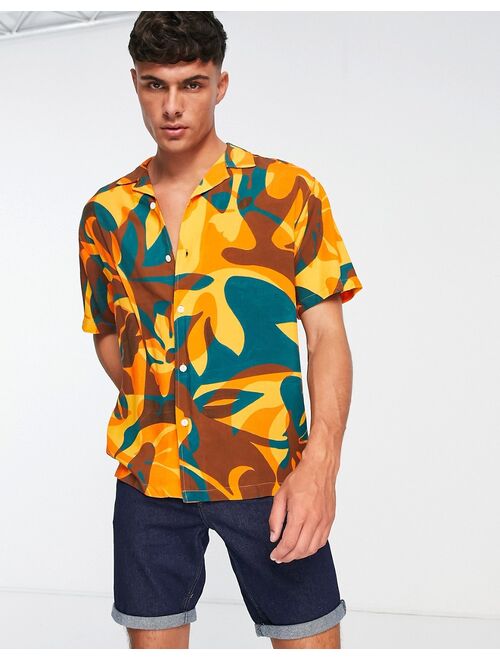 Pull&Bear abstract floral print shirt in multi