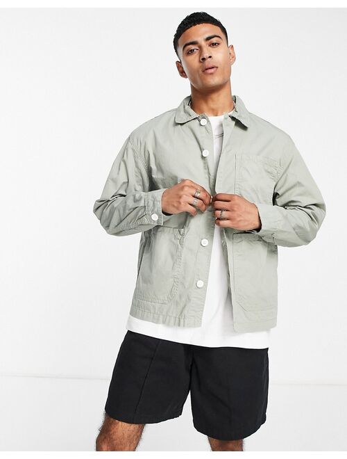 Pull&Bear shirt in relaxed fit in sage green