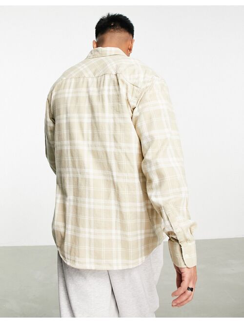 Pull&Bear checked shirt in camel