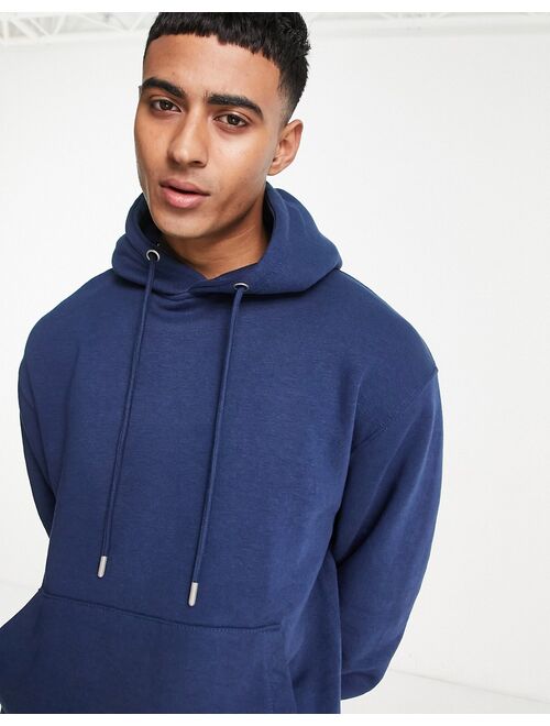 Pull&Bear basic hoodie in dark blue