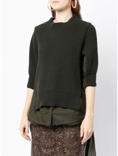 sacai layered knitted jumper