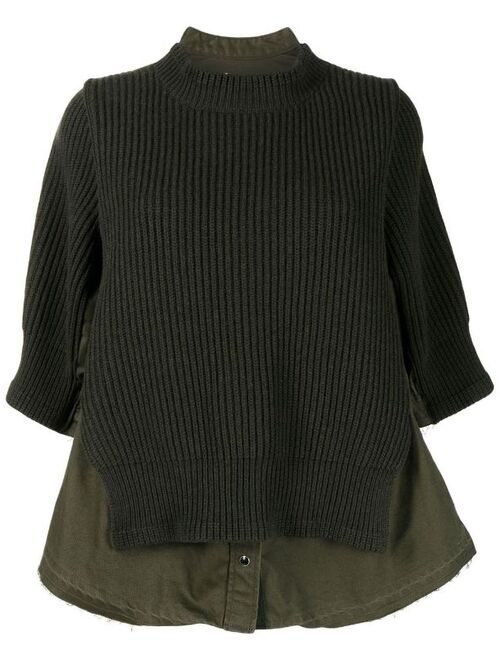 sacai layered knitted jumper