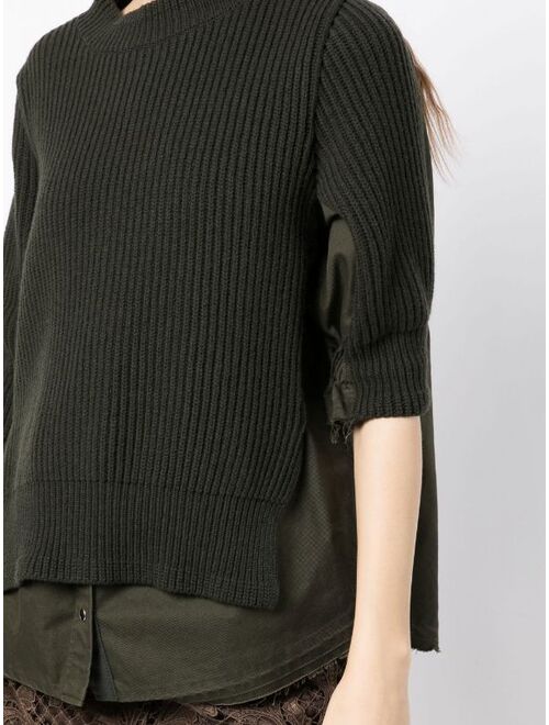 sacai layered knitted jumper