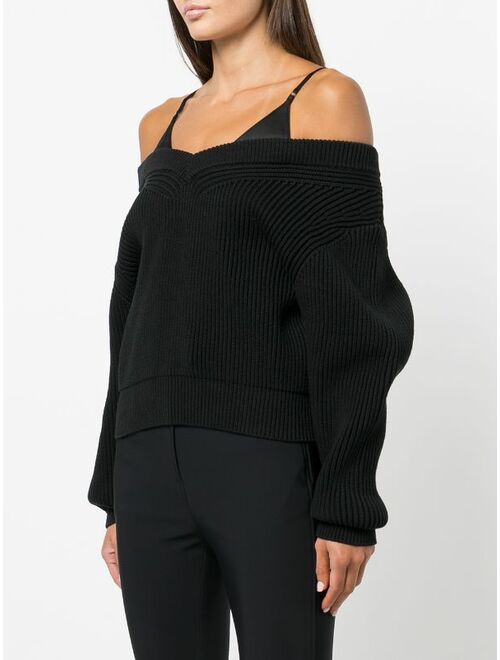 Alexander Wang off-shoulder V-neck jumper