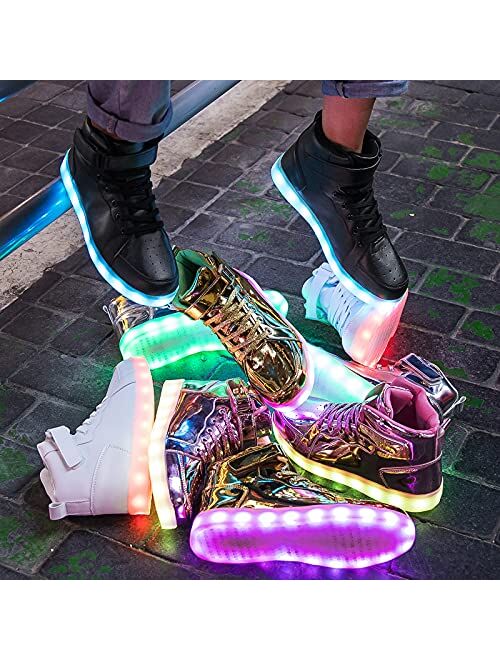 Wajin LED Light Up Shoes High-top Flashing Dancing Sports Shoes for Women Men Gift with USB Charging Glowing Luminous Fashion Sneakers