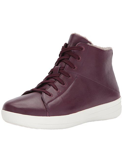 FitFlop Women's F-Sporty SNEAKERBOOTS in Leather Sneaker, deep Plum, 7 M US