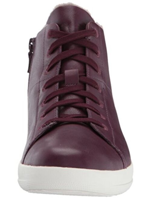 FitFlop Women's F-Sporty SNEAKERBOOTS in Leather Sneaker, deep Plum, 7 M US