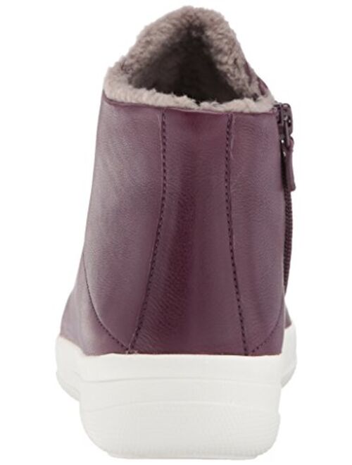 FitFlop Women's F-Sporty SNEAKERBOOTS in Leather Sneaker, deep Plum, 7 M US