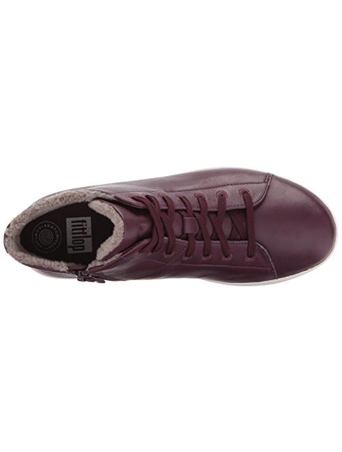 FitFlop Women's F-Sporty SNEAKERBOOTS in Leather Sneaker, deep Plum, 7 M US