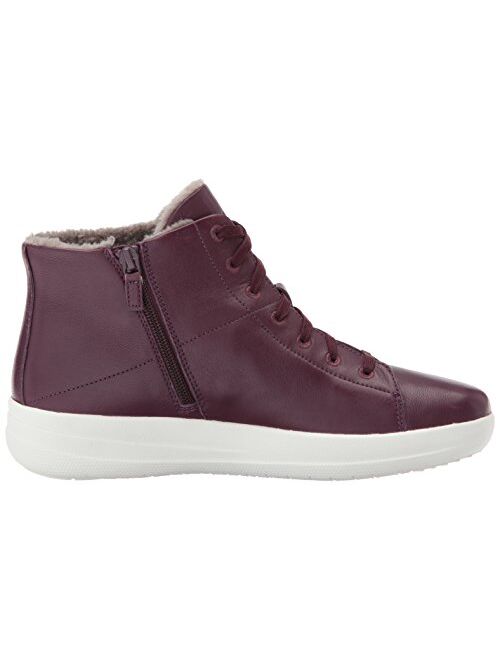 FitFlop Women's F-Sporty SNEAKERBOOTS in Leather Sneaker, deep Plum, 7 M US