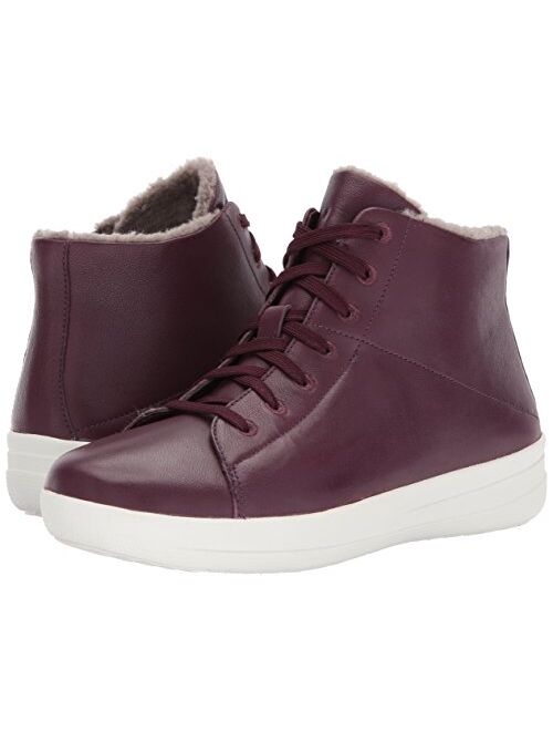 FitFlop Women's F-Sporty SNEAKERBOOTS in Leather Sneaker, deep Plum, 7 M US