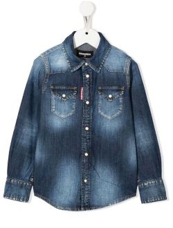 Kids stretch-cotton denim shirt