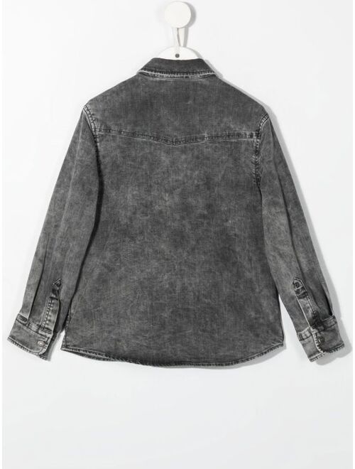 DONDUP KIDS stonewashed denim shirt