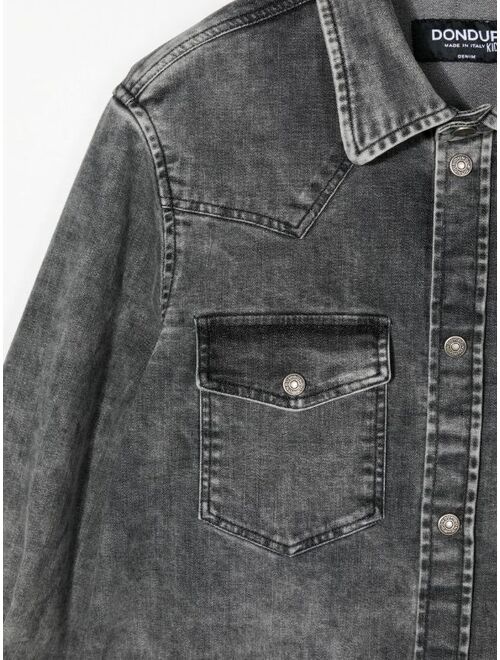 DONDUP KIDS stonewashed denim shirt