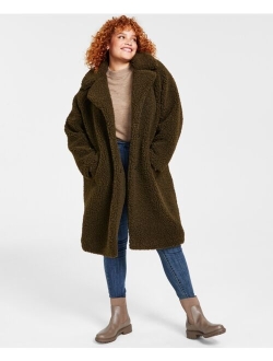 BCBGeneration Women's Plus Size Notched-Collar Teddy Coat, Created for Macy's