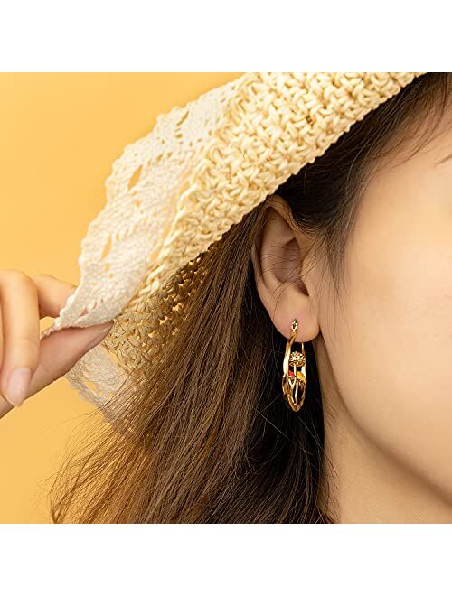 Posh Professors Cute Mushroom Earrings Chunky Gold Hoop Summer Jewelry Anime Kawaii Statement Unique Fun Aesthetic Boho Trendy Hypoallergenic earingings for women