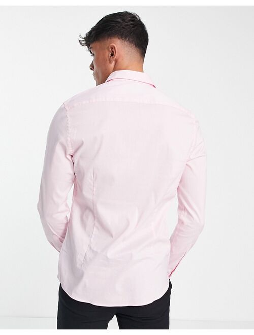 ASOS DESIGN stretch slim fit work shirt in pink